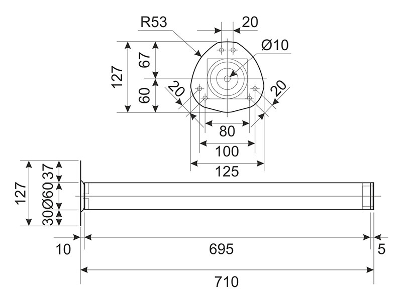 Ножки для стола квадратные 710мм матовый хром G6 - фото 3 - id-p862042627