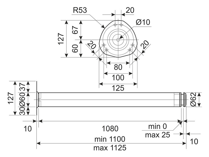 Ножка для барной стойки 110 см матовый никель Т G5 - фото 2 - id-p862042631