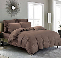Напівторні комплекти ліжка однотонні постільна білизна 1.5 спальна 145х215 см бязь Шоколад