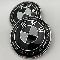 Значки BMW 82мм и 74мм. Эмблеми БМВ на капот и багажник 51148132375 Юбилей 50 лет performance M power 2 штуки