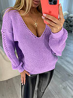 Жіночі светри — 565-нс — Ефектний молодіжний жіночий светр джемпер із глибоким вирізом