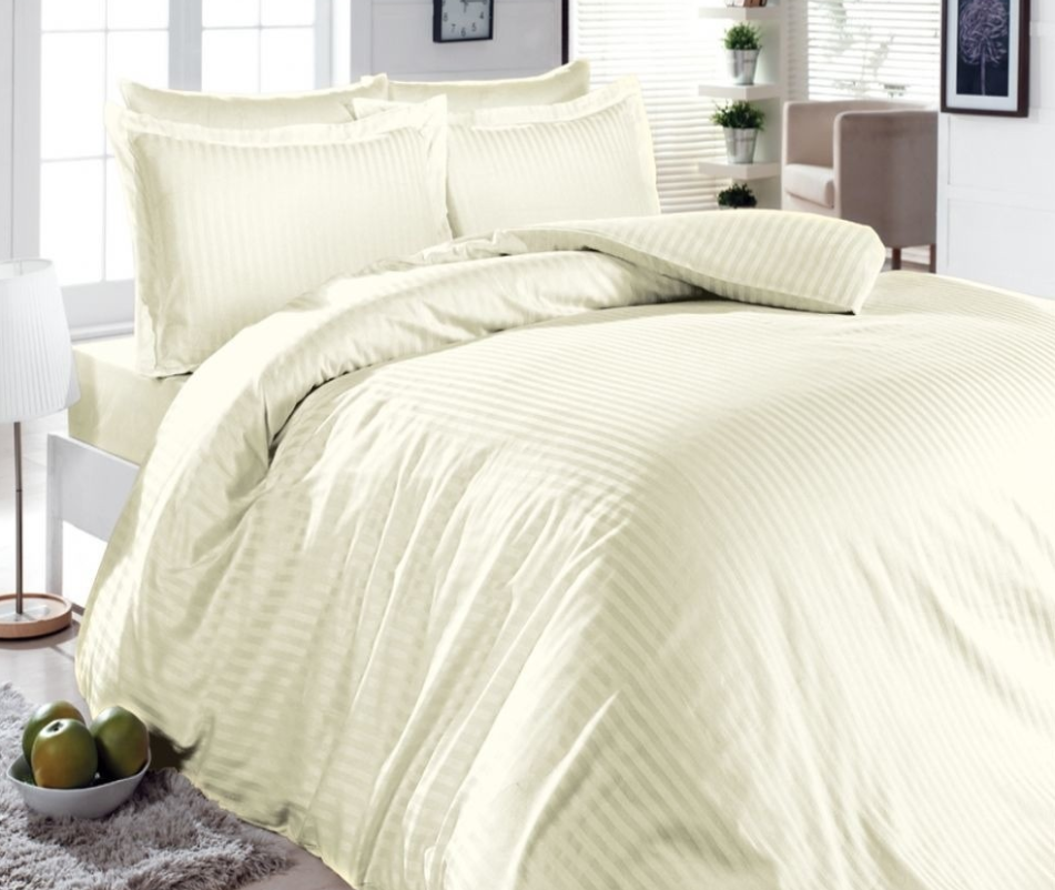 Полуторні комплекти постілі  однотонні постільна білизна 1.5 спальна 145х215 см бязь Кремовий, фото 1
