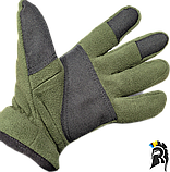 Тактичні зимові рукавички з подвійного флісу із захисними вставками долонь і пальців., фото 3