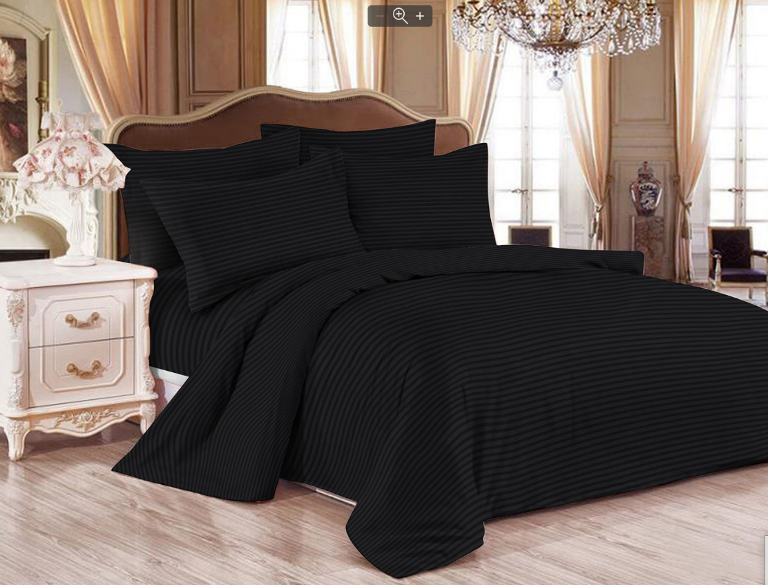 Комплект сімейний однотонний з двома підковдрами, комплект білизни сімейний Страйп Сатин 5-предметні, фото 1