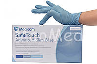 Рукавички нітрилові Medicom Vitals Blue текстуровані без пудри блакитні розмір S 100 шт (3 г.)