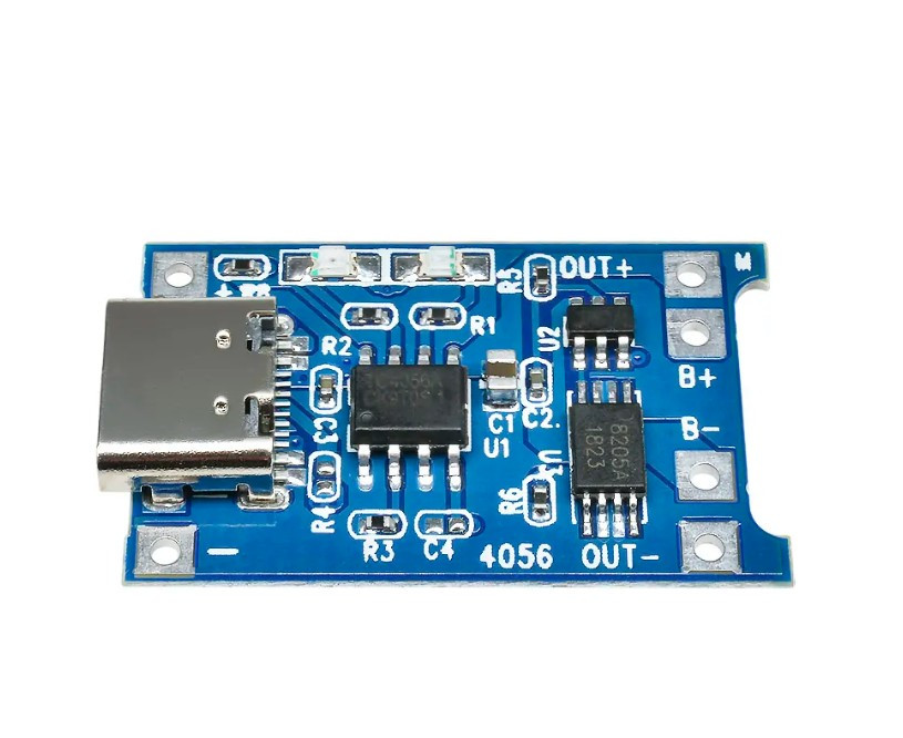Модуль заряджання літієвих Li-Ion батарей від USB Type-C TP4056 із захистом, Зарядна плата для батарей 4,35-6В
