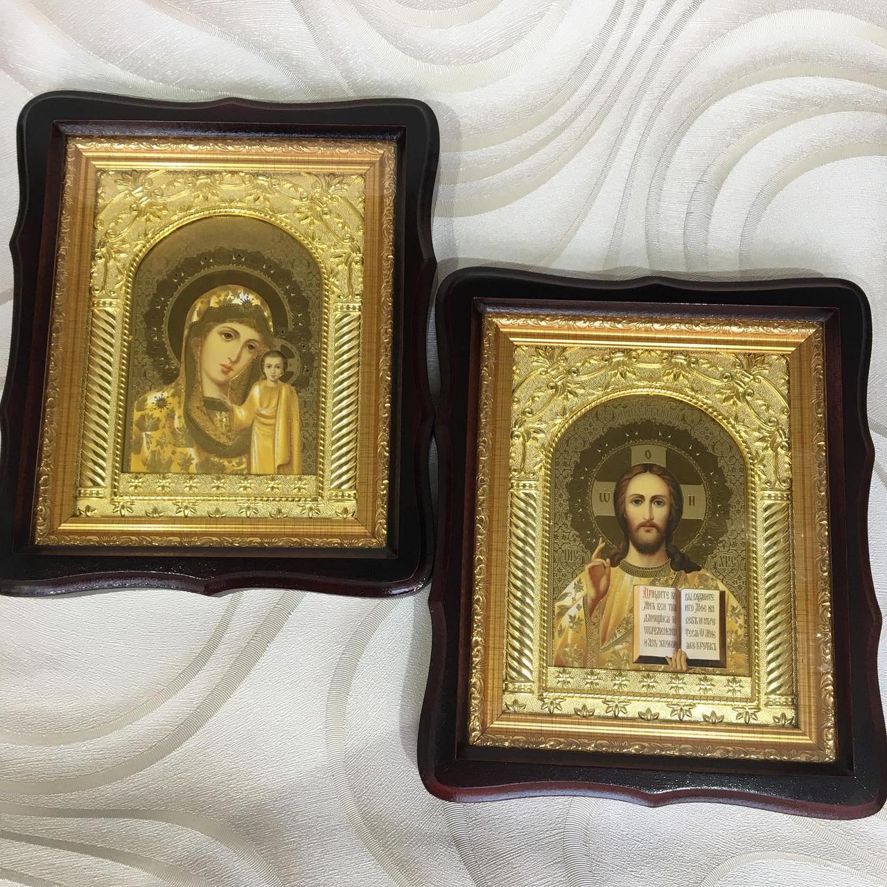 Парні ікони у темних фігурних кіотах 25х30см, фото 1