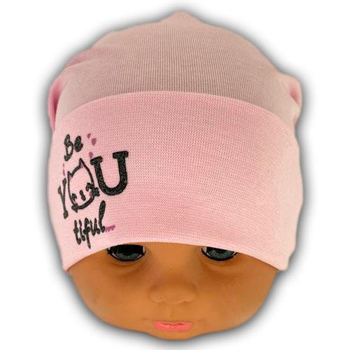 Шапка трикотажная для девочки с отворотом Шапка трикотажная для девочки с отворотом