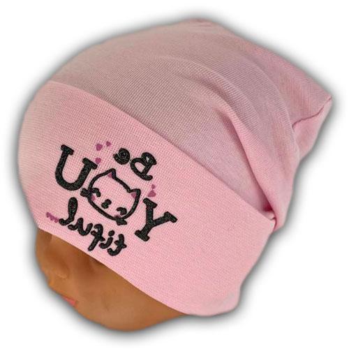 Шапка трикотажная для девочки с отворотом Шапка трикотажная для девочки с отворотом