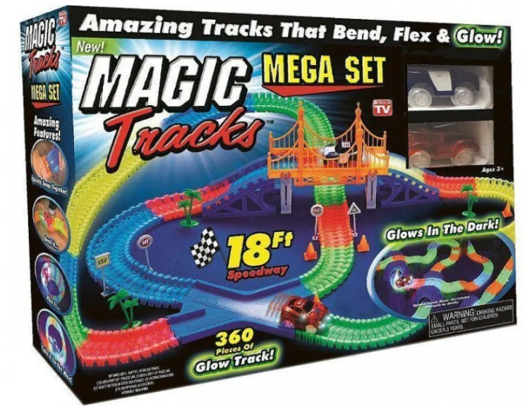 Детский светящийся гибкий трек Magic Tracks 360 деталей на 2 машинки | Детский гоночный трек, в хитах - фото 2 - id-p1778876260