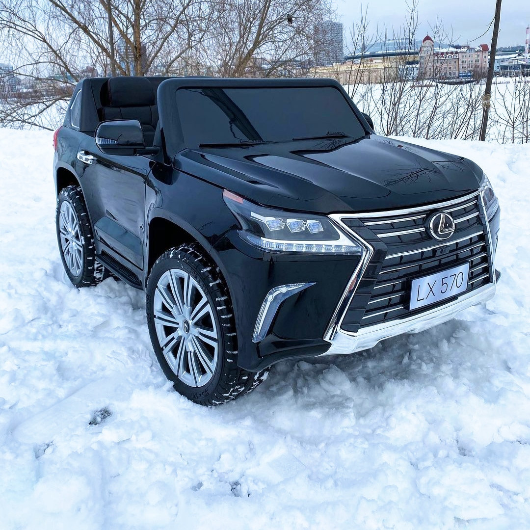 Дитячий двомісний джип LEXUS LX 570 4WD (фарба, чорний колір) з пультом дистанційного керування 2.4G, фото 1