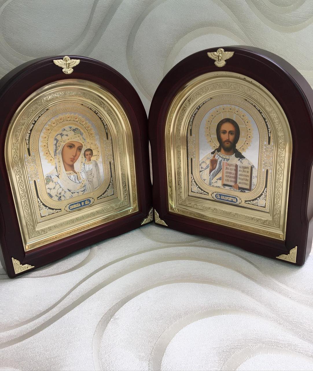 Весільні ікони арочні в коричневому кіоті 23х28см, фото 1
