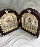 Весільні ікони арочні в коричневому кіоті 23х28см, фото 2