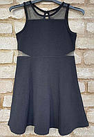 1, Стильное черное платье сарафан с шифоновыми вставкамина девочку Сhildrensplace Размер М7-8 Рост 122-137 см
