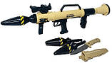 Дитячий військовий набір 037D Протиотанковий Гранатомет звук, 3 снаряди, штик ніж, лазерний приціл, значок, фото 5