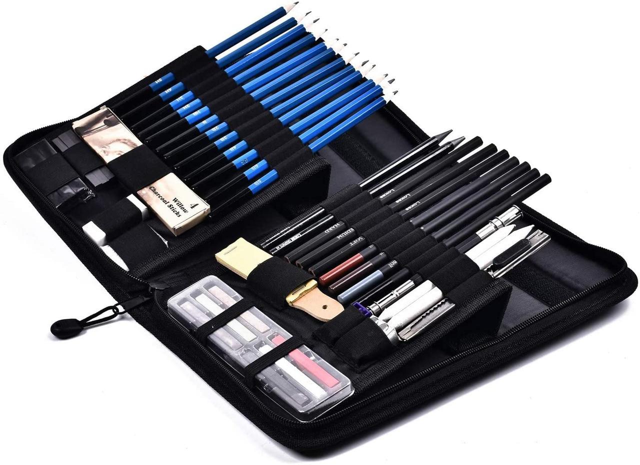 Художній набір для малюнку та ескізів Yover  у нейлоновому пеналі 48 предметів (YV-PSN048), фото 1