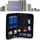 Художній набір для малюнку та ескізів Yover  у нейлоновому пеналі 48 предметів (YV-PSN048), фото 2