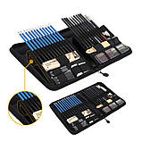 Художній набір для малюнку та ескізів Yover  у нейлоновому пеналі 48 предметів (YV-PSN048), фото 4