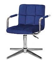 Крісло з підлокітниками Arno Modern Base оксамит, на хромованій хрестовині на стопах, фото 2