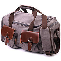 Вместительная дорожная сумка из качественного текстиля 21238 Vintage Серая GG