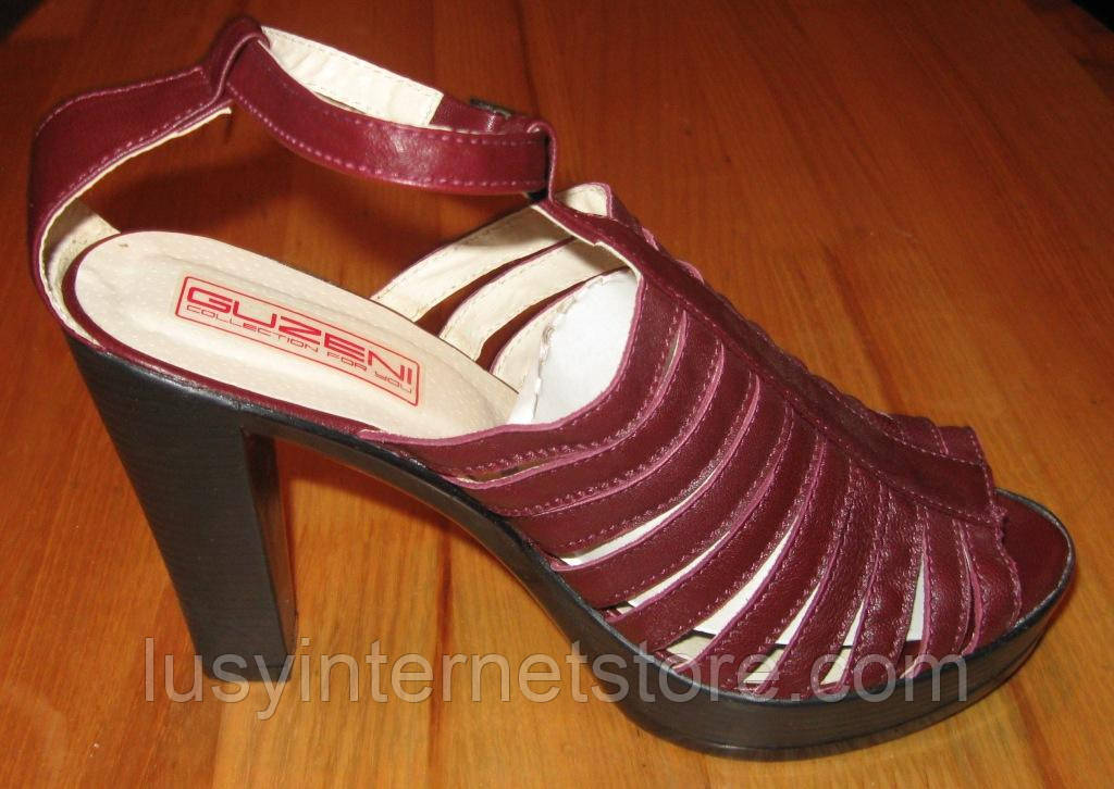 Босоножки женские бордовые на каблуке от производителя модель Л2Ж1 - фото 2 - id-p299169527