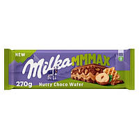 Шоколад Milka Nutty Choco Wafer горіховий з шоколадною вафелькою 270 грам