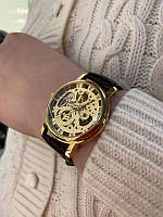 Winner Жіночий механічний годинник Winner Gold Brown |часы наручные NEW | LUX