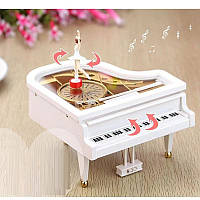 Музыкальная шкатулка пианино, Белый Рояль с Балериной 17х18см