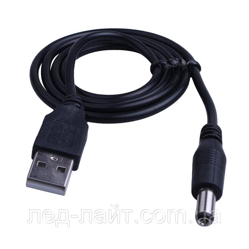 Переходник кабель с разъёма USB на DC 5.5/2.1 120см, черный - фото 1 - id-p1780561583