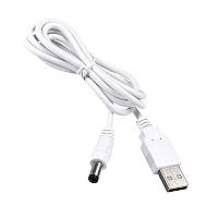 Переходник кабель с разъёма USB на DC 5.5/2.1 100см, белый