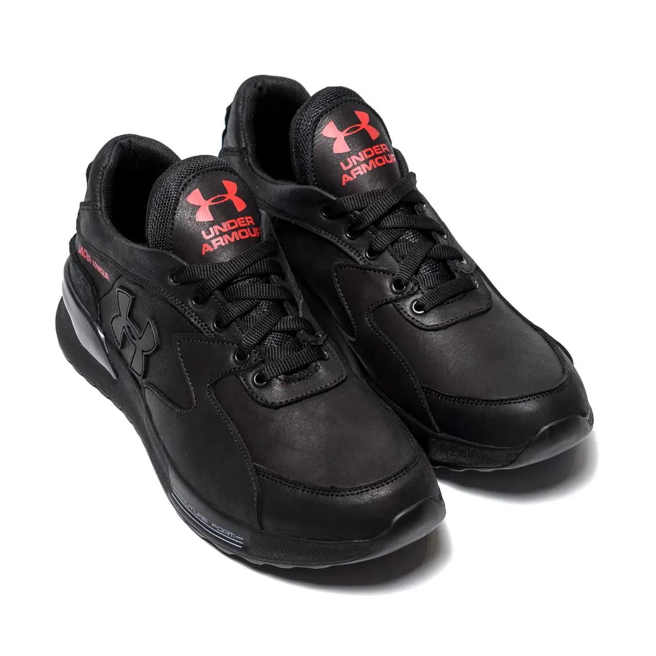 Кросівки чоловічі шкіряні чорні демісезонні весни/осінь Under Armour Black, фото 1
