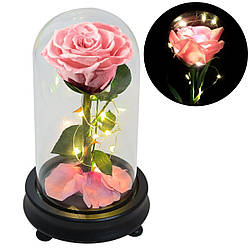 Велика троянда в колбі 20 см з LED підсвічуванням, Light Rose, на батарейках / Вічна роза нічник
