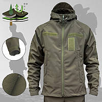 Водозащитная Тактическая Куртка на Флисе (48-58р) Софтшелл для военных Демисезон Олива