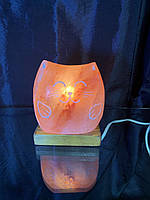 Соляная лампа из розовой соли"Котик".Соляной светильник