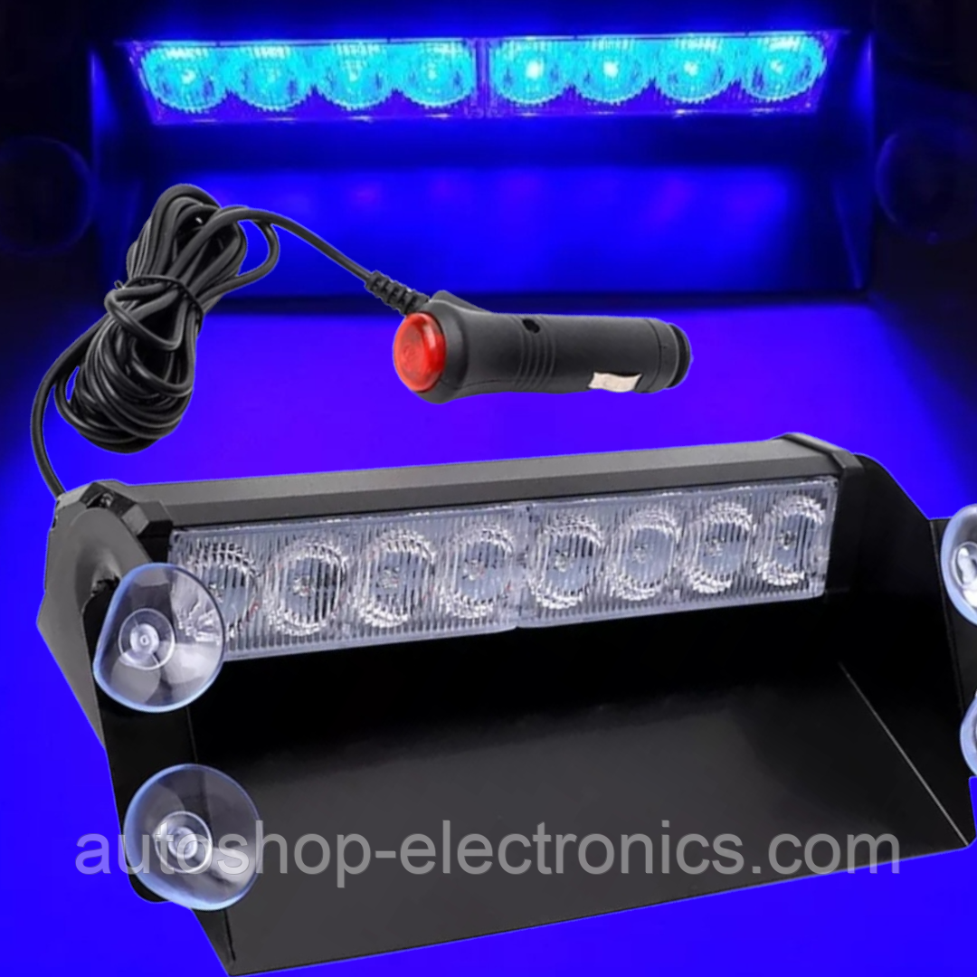 Стробоскоп на лобове скло в прикурювач / LED стробоскоп СИНІЙ на присосках, фото 1