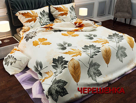 Тканина для постільної білизни Бязь "Gold" Lux GL4713 (50м) кленові листочки на кремовому, фото 1