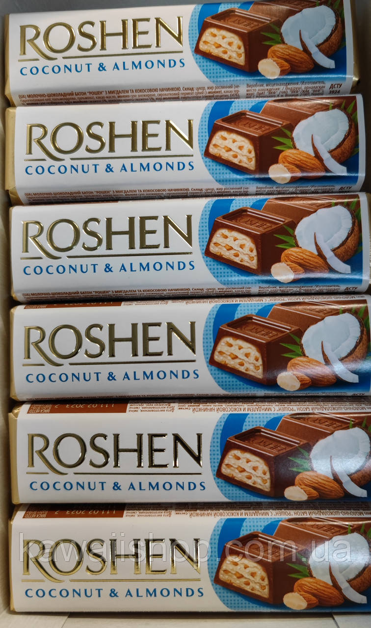 Roshen Батончик Рошен молочно-шоколадний з кокосом та мигдалем 38г