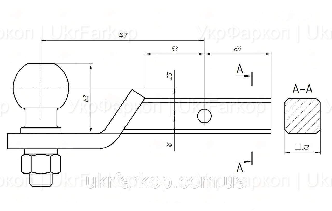 Фаркоп вставка под квадрат 32x32 мм, квадрат вставка для американского фаркопа, Вставка 32х32 мм - фото 2 - id-p1156305575