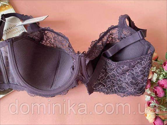 80F Бюстгальтер напівм'який мереживний, сливовий, фото 2