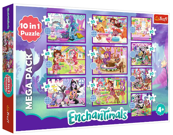 Пазли Trefl 10в1 Чарівні Енчентімалс.Mattel: Енчент і Малс №90384