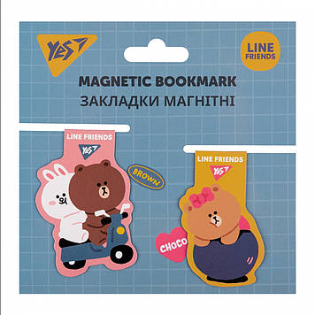 Закладка магніт. "Yes" №707825 Line Friends 2шт(10)(50)