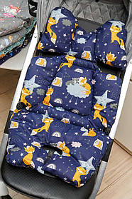 Матрасик у коляску / Ортопедичний вкладиш для автокрісла / Вкладиш у стілець для годування Lari Синій з жовтим