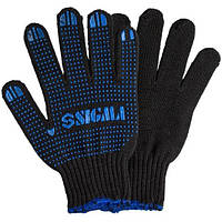 Рукавички трикотажні із ПВХ точкою р10 Оптима (чорні) SIGMA