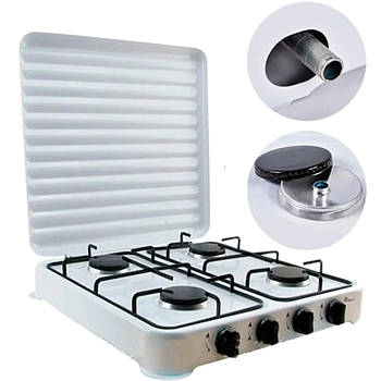 Настільна газова плита на чотири конфорки, Domotec MS 6604 / Кухонна плита двоконфорочна