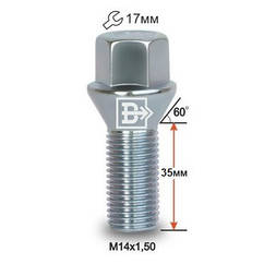 Болт C17D35 Z M14X1,50X35 Цинк Конус із виступом ключ 17 мм