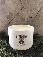 Соевая свеча Eternita с хлопковым фитилем в гипсовом кашпо (Лаванда и Ваниль) - 150 мл
