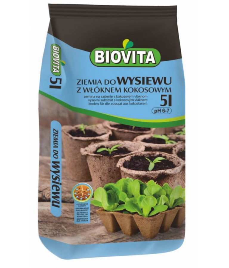 Ґрунт для посіву з кокосовим волокном Biovita (Польща), 5 л