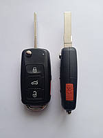 Корпус выкидного ключа Volkswagen Passat Tiguan Golf Touareg Jetta New Beetle Galakeys 3 кн+1кн  (02-08)