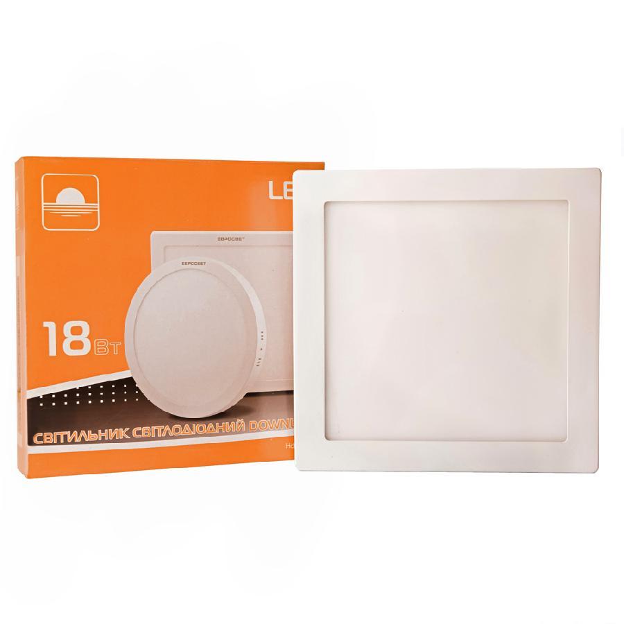 Світильник точковий врізний ЄВРОСВЕТ 18 Вт квадрат LED-S-225-18 4200К, фото 1