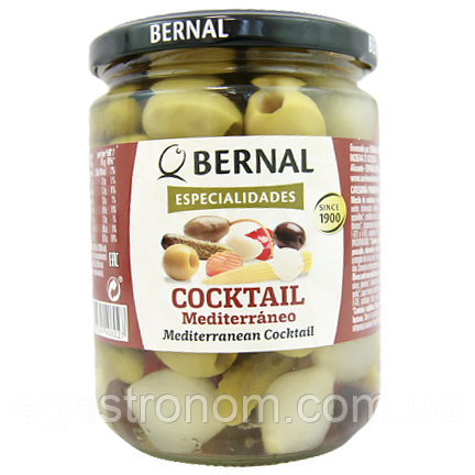 Оливки без кістки коктейль Бернал Bernal cocktail 250/436g 12шт/ящ (Код: 00-00013739)